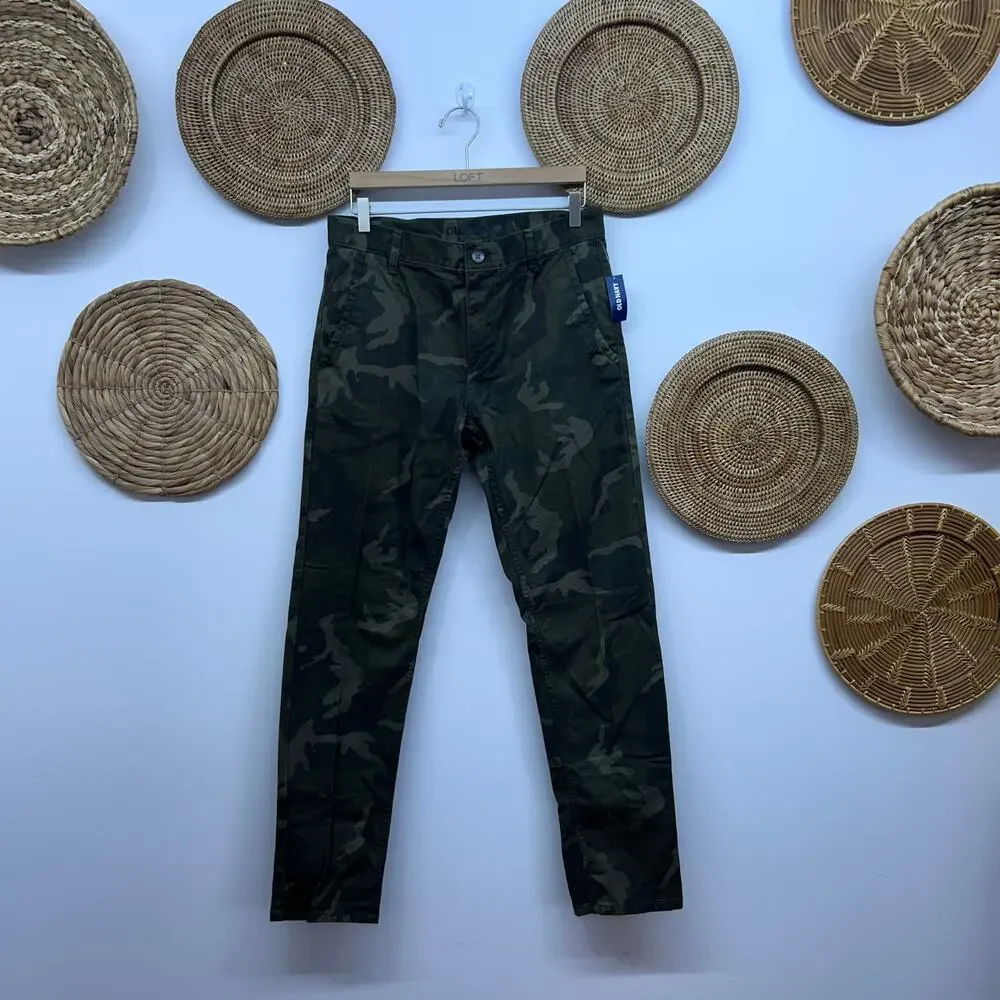 NEW Old Navy Slim Fit Camo Pants Mens 32x32 Green